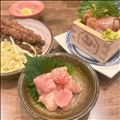明太子とゴマカンパチと鶏皮ぐるぐる巻きと私。